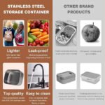 PUCOHOUSE Stainless Steel Food-Grade Storage Containers, Square Freezer And Refrigerator Organizers, Office Lunch Boxes - Image 3