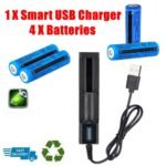 Li-ion Battery&Charger 3000mAh 3.7V Rechargeable Lithium Batteries USB Charger For Torch Flashlight - Image 2