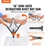 Rivet Nut Tool, 40.6cm Rivnut Tool Kit With 13PCS Metric And SAE Mandrels, 186PCS Rivet Nuts, Semi-auto Retraction - Image 3