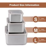 PUCOHOUSE Stainless Steel Food-Grade Storage Containers, Square Freezer And Refrigerator Organizers, Office Lunch Boxes - Image 2