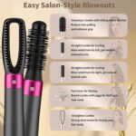 5 In 1 Hair Dryer Brush Kit, Blow Dryer Brush For Drying, Straightening, Volumizing, Curling And Styling Hair - 1000W - Gold - Image 4